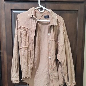 Vici Beige Ribbed Textured Jacket